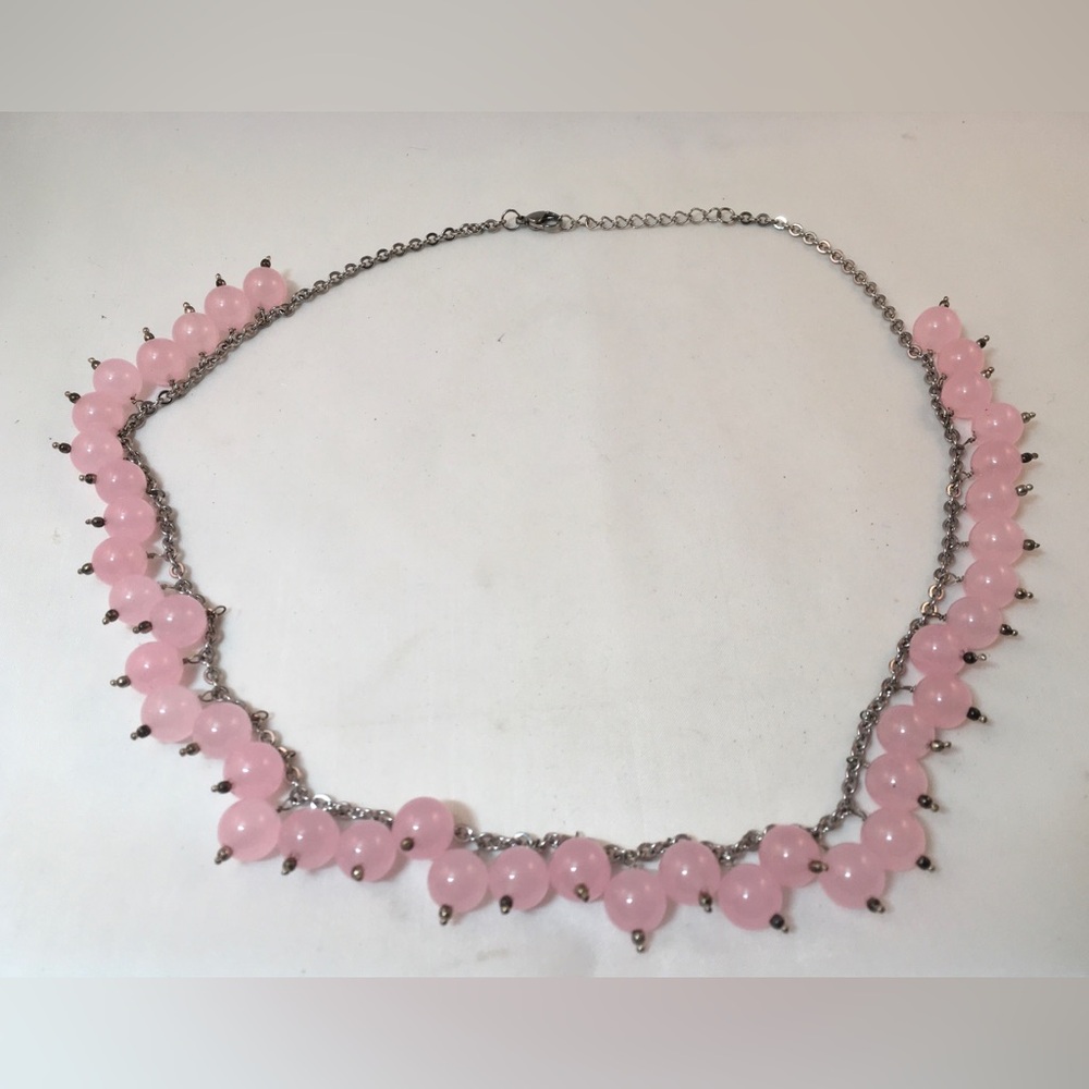 Pink Beaded Chain Necklace